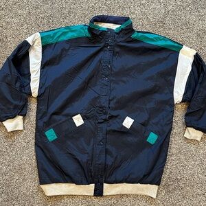 Vintage 80s Reversible Track Jacket Sweatshirt Lined Rare Size Large